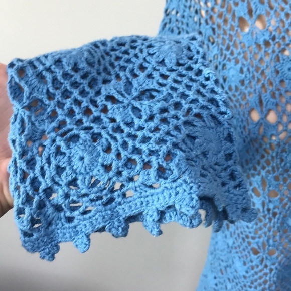 Blue Crochet Long Sleeve Top BFA Classics - Picture 3 of 5
